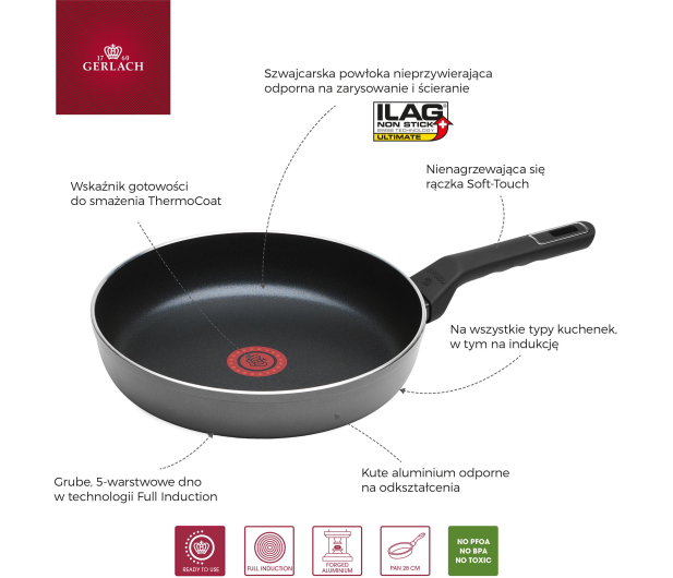 GERLACH Patelnia aluminiowa Ambiente Thermocoat - 28cm - 1416211 - zdjęcie 4